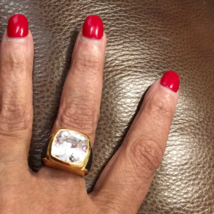 Euc,Real Collectibles By Adrienne,Size 6,Stamped 925,Huge Center Gem,Black Onyx.